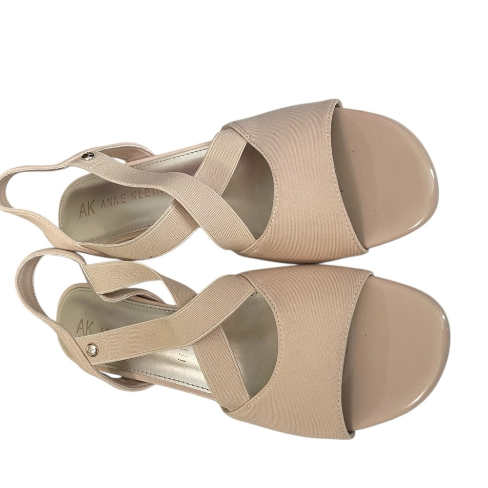 Anne Klein Women's Ressa Heeled Nude Wedge Sandals Size 9.5